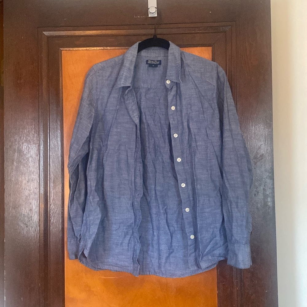lucky brand chambray denim button down shirt